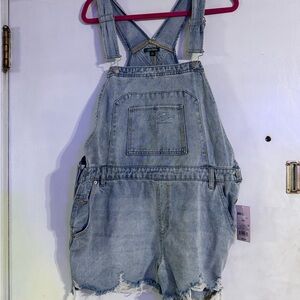 Plus Size Cut Off Distressed Jean Short Overalls BRAND NEW with Tags XXL